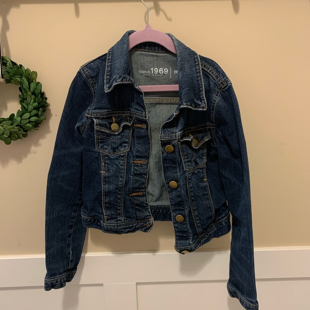 Gap Kids Dark Blue Denim Jacket - Size Medium